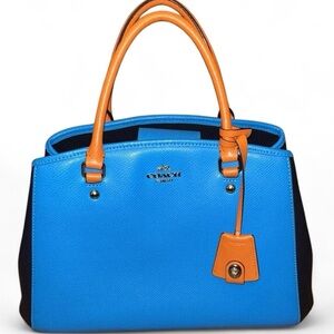 Coach Blue and Orange Pebbled Leather Satchel